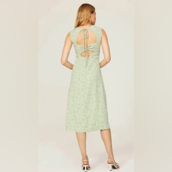 Love, Whit by Whitney Port, Green Floral Ruched Midi Dress size XL - Picture 3 of 6